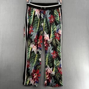CC California Floral Lightweight Pants Womens L Green Black Boho Travel Beach